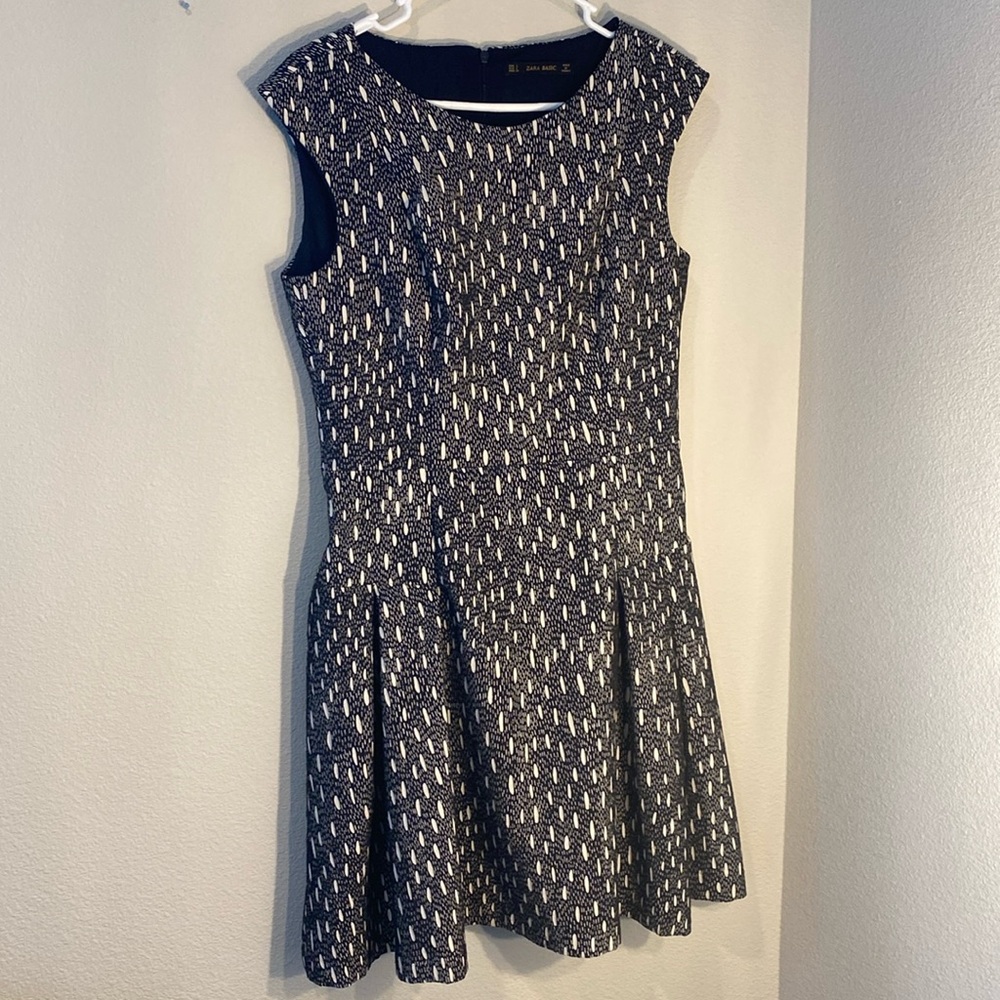 Zara Basic Black W/ White Raindrop Sleeveless Dre… - image 2